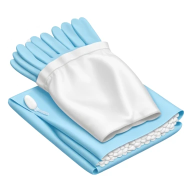 disposable gloves, cotton pads and swabs lying on a table sticker