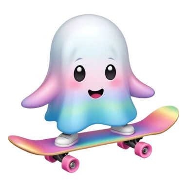  pastel rainbow kawaii ghost skateboarding  sticker