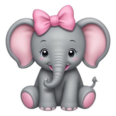 baby elephant with pink bow sticker