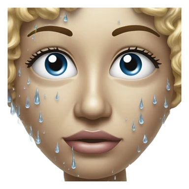 Face covered in liquid sticker