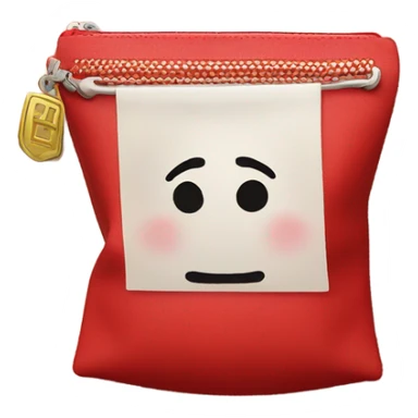 red pouch with luck in chinese character sticker