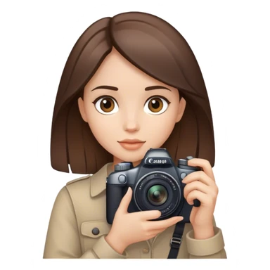 beautiful pale brunette girl with canon camera sticker