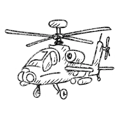 hand drawn outlined Apache helicopter icon sticker