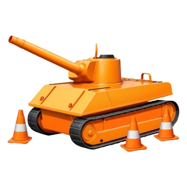 tank with its treads flattening traffic cones sticker