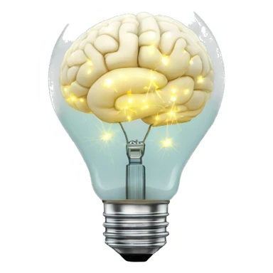 brain sparkles inside the glass light bulb sticker