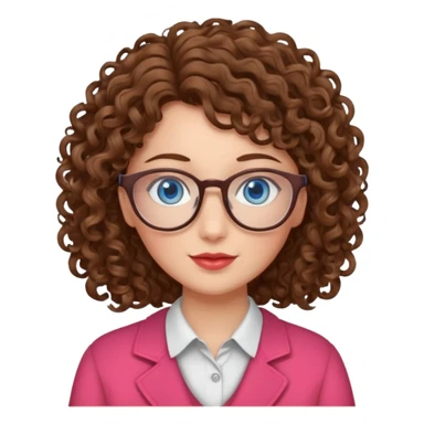 teacher blue eyes glasses curly brown hair long kind valentine hdeart sticker