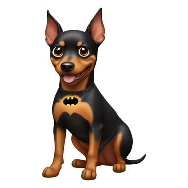 caramel-color-pinscher-batman-dog with smile  sticker