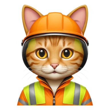tabby cat standing in orange hi-vis clothing sticker