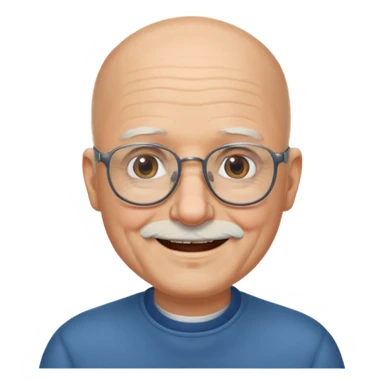 old bald man with short beard and glasses sticker