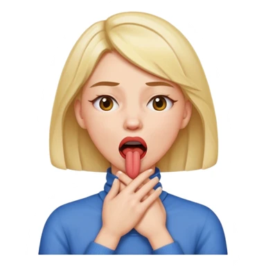 criss cross hands around throat choking self woman emoji tongue out  sticker