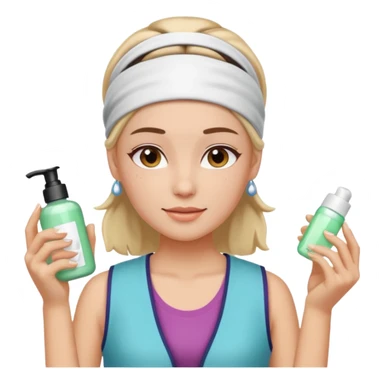 Clean girl aesthetic emoticons, apply skincare products, headband, glowing skin, vest, soft lighting
 sticker