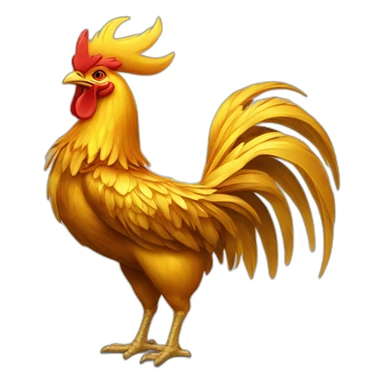 proud and howling golden phoenix rooster with a crown on its head sticker