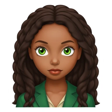 Logan Browning with dark brown long hair, green eyes sticker