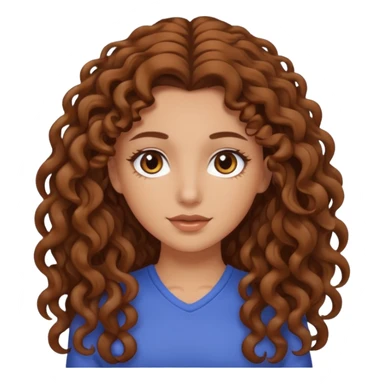 aesthetic white girl with brown long curly hair and brown eyes sticker
