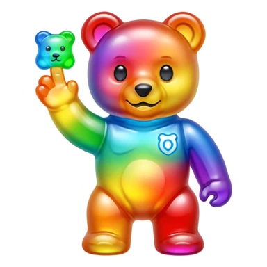 Rainbow Gummybear holding a discord server boost icon sticker