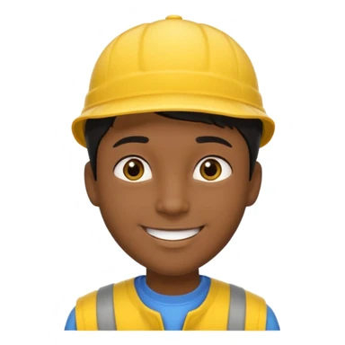 A man with dark skin tone, wearing a bright yellow cap, short black hair mostly covered by the cap, large brown eyes, and a wide smile. sticker