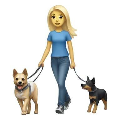 Blonde girl walking a blue heeler sticker