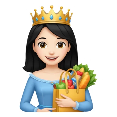 zadowlona czarnowłosa ksiezniczka z dlugimi wlosami jest zadowolona z zakupami sticker