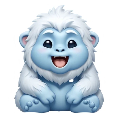 Cinematic Cute Yawning Yeti Portrait Emoji, with a charming, fluffy, snow-dusted figure in gentle whites and cool blues, head tilting back in a wide, endearing yawn with softly closed, peaceful eyes and a content little smile, simplified yet irresistibly adorable, highly detailed with a soft, frosty glow and outline capturing the serene slumber of a yeti! sticker