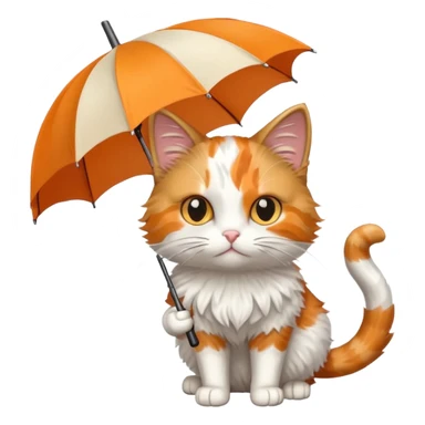 cat holding an umbrella sticker