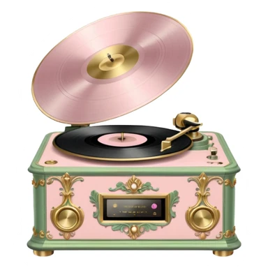 Vintage rococo pale pink and sage vinyl player sticker