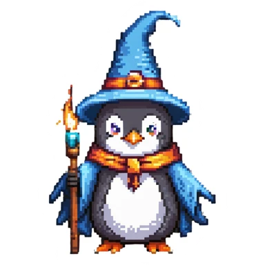A penguin wizard casting a spell sticker