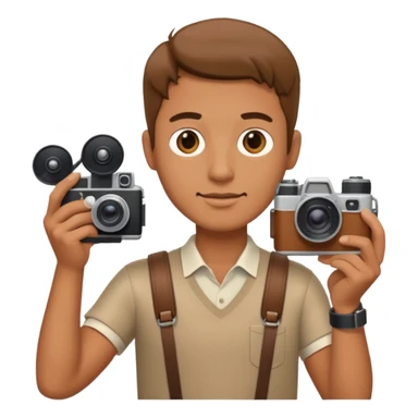 man hold film Camera on his shoulder sticker
