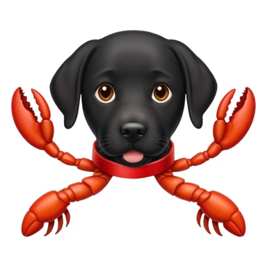 Black lab dog with lobster collar red sticker