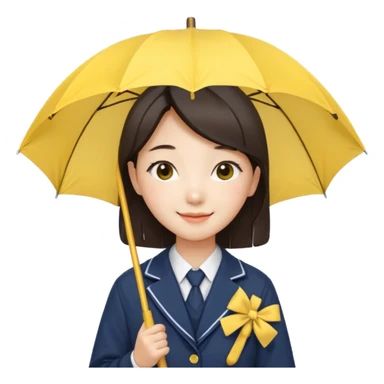 A koean girl wear school uniforms hold yellow umbrella sticker