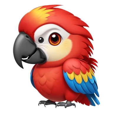 cinematic-cute-macaw-portrait-emoji,-head-tilted-playfully-and-inquisitively,-with-a-dazzling-red-plumage-and-round,-sparkling-eyes-filled-with-charm,-simplified-yet-irresistibly-adorable-features,-highly-detailed, white beak sticker