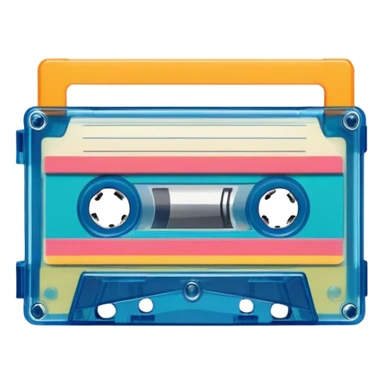 A colorful retro cassette tape with visible tape spools sticker