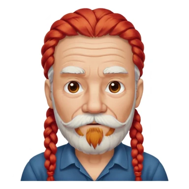 very old, white bearded and white mustached, red long haired, braided, earringed sticker