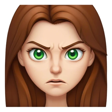 Angry woman with long Brown hair and Green eyes sticker