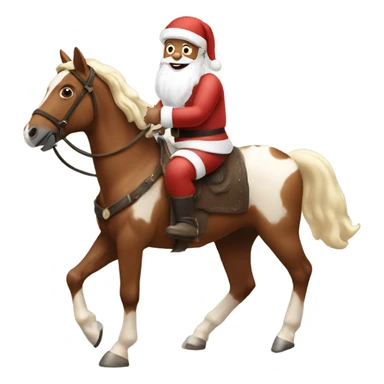 Santa riding a brown horse with big white spots sticker