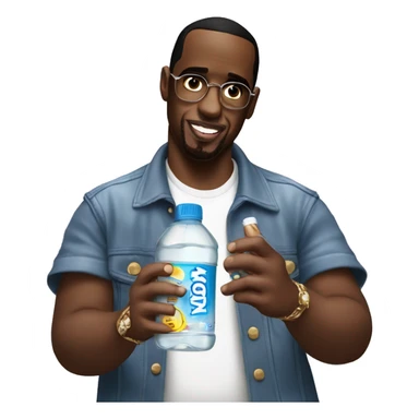 p diddy holding 30 bottles of baby oil sticker