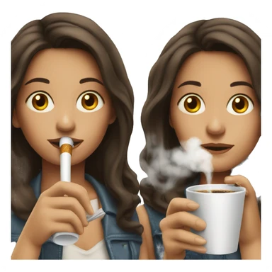 Brunette girl drinking coffee smoking cigarettes  sticker