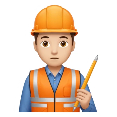 worker wearing orange west holding a ruler sticker