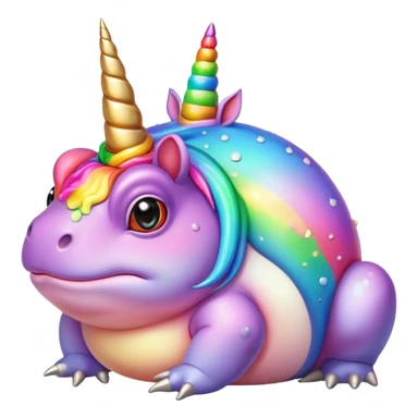 fat round rainbow toad with unicorn horn sticker