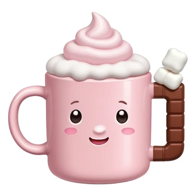 Light Pink mug of hot chocolate with marshmallows  sticker