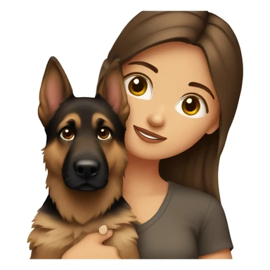Brown hair girl holding German shepherd  sticker