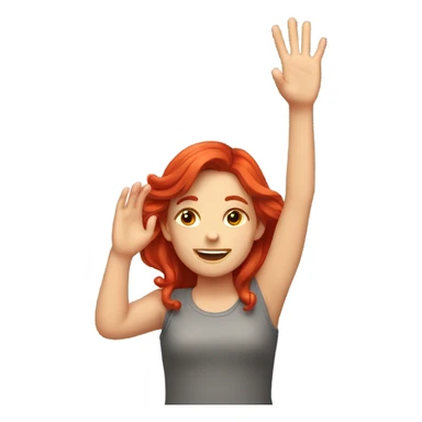 Redhead girl raising hand sticker