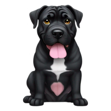 Full black presa canario dog cropped ears sticker