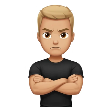 Angry guy with arms crossed over neck sticker