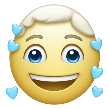 smiling face with light blue hearts sticker