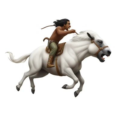 White bronco attacking a buffalo sticker