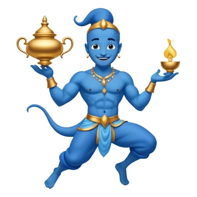 blue genie flies out of aladdin's lamp sticker