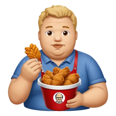 A fat guy eating kfc fried chiceb sticker