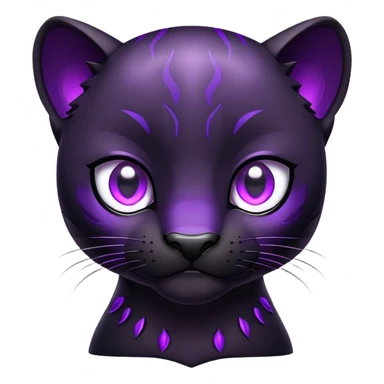cute black panther with glowing purple eyes sticker