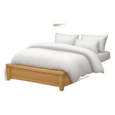 Cozy white fluffy bedding on a light wood oak bed with pillows  sticker