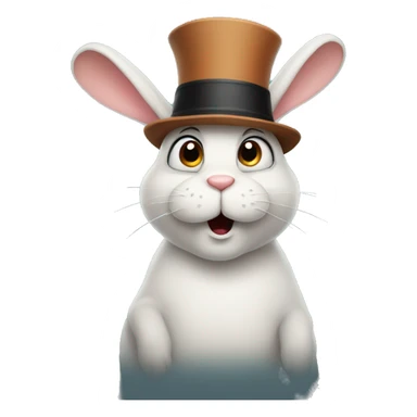 Shocked rabbit wearing a hat  sticker